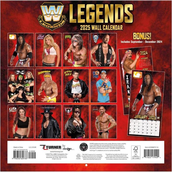 Actual product image WWE - Legends - 30.5 x 30.5 cm wall calendar 2025 (30.5 x 30.5 cm, French, Italian, Spanish, German, English)