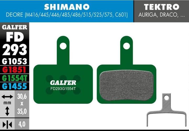 Actual product image Galfer Bike DEORE 416/445/446/485/486/515/525/575 C601 (Tektro, Shimano)