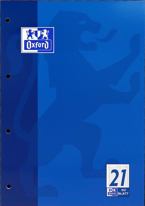 Produktbild Oxford Arbeitsblätterblock, A4, Lineatur 21 (A4, Liniert, Harter Einband)