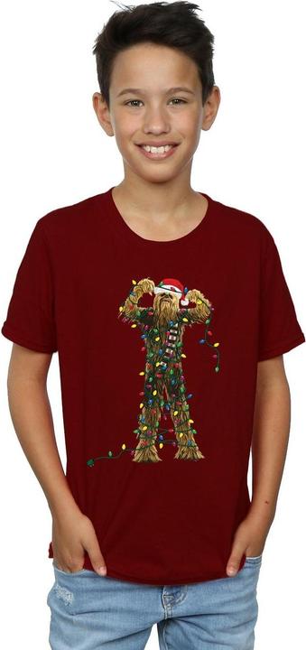 Actual product image Star Wars Boys Chewbacca Christmas Lights T-Shirt (140, 146)