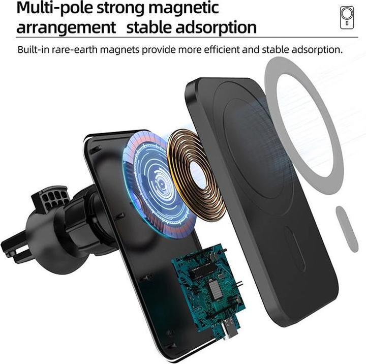 Actual product image PhoneLook 15W magnetic car wireless charger for Apple MagSafe