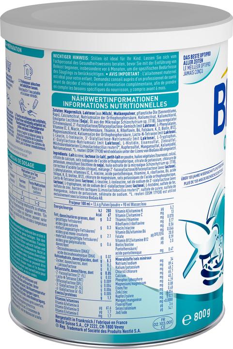 Valeurs nutritives et ingrédients Beba Optipro 2 (800 g, à partir de 6 m.)
