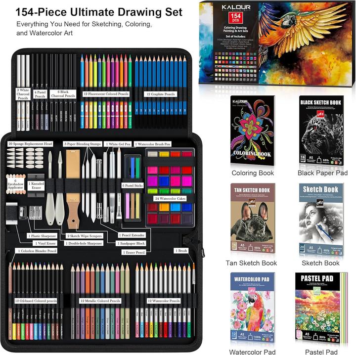 Actual product image Kalour 154-piece sketching and drawing set