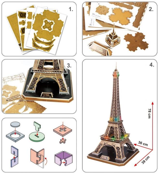 Actual product image Cubicfun PUZZLE 3D Eiffel Tower (The Light) (84 pieces)