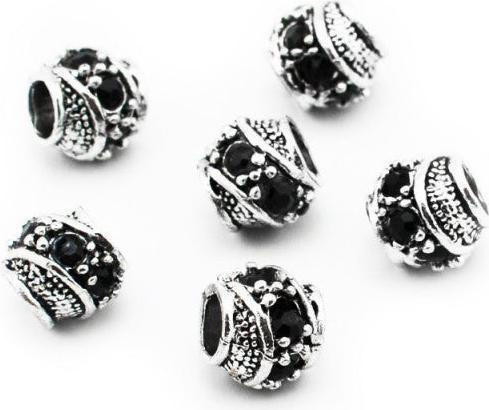 Immagine prodotto Hermex Perlina di strass placcata argento 925 - Nero argenteo (Argento 925)