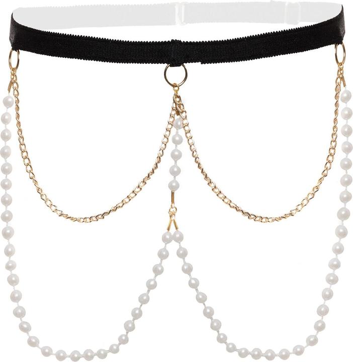 Actual product image Christine Le Duc Pearl and lace band/accessory Mea - Black (One size)