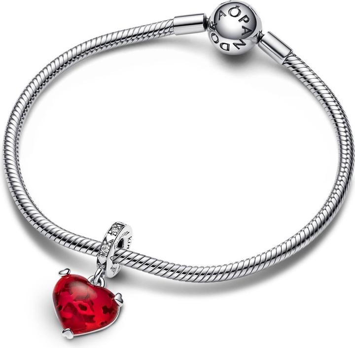 Actual product image Pandora Disney Mickey & Minnie Mouse Kiss Red Murano Glass Charm (Silver 925)