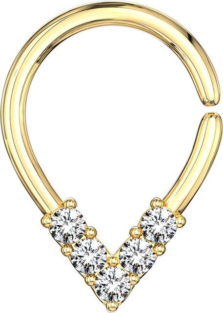 Produktbild Star Piercing Micro Piercing Ring 14k vergoldet spitzig mit Kristallen (Messing)