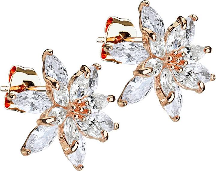 Star Piercing Ohrstecker rosegold Kristallblume (Messing)