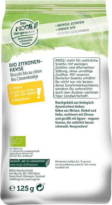 Image du produit Mogli Biscuits Citrons, 125g (1 pcs, 100 g)