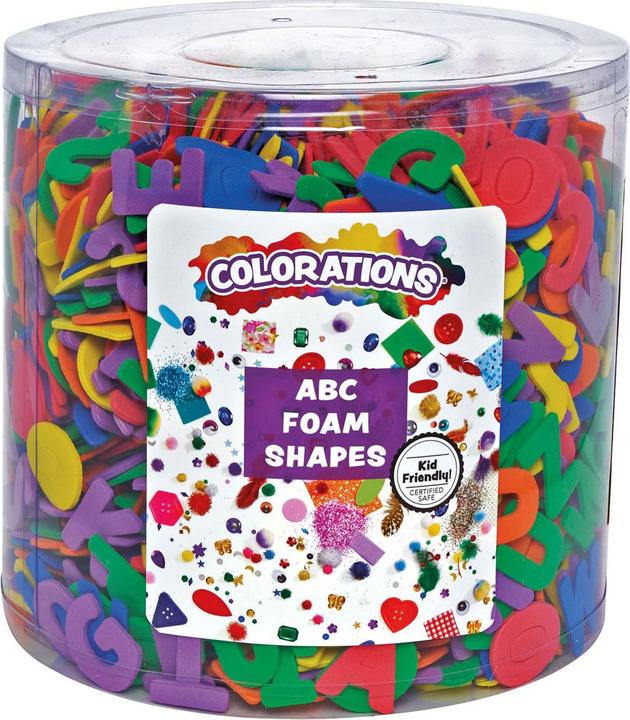 Actual product image Colorations ABC foam letters in a bucket, 2208 pieces.