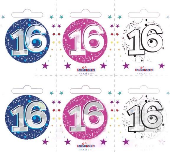 Kaleidoscope Anstecknadeln zum 16. Geburtstag (6er Pack)