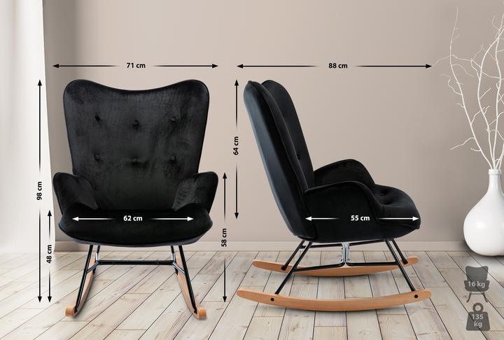 Image du produit CLP fauteuil à bascule Sanka velours, noir