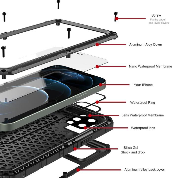 Actual product image Cadorabo Outdoor cover 360 degree protection (Apple iPhone 12 Pro)