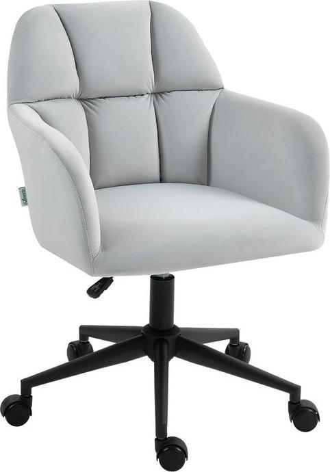 Image du produit Swisshandel24 Chaise de bureau, aspect velours, avec accoudoirs, gris clair
