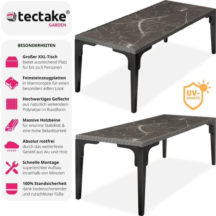 Actual product image tectake Rattan Table Foggia 196x87x76cm (196 cm)