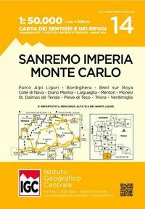 Image du produit Carte de randonnée IGC San Remo, Imperia, Monte Carlo