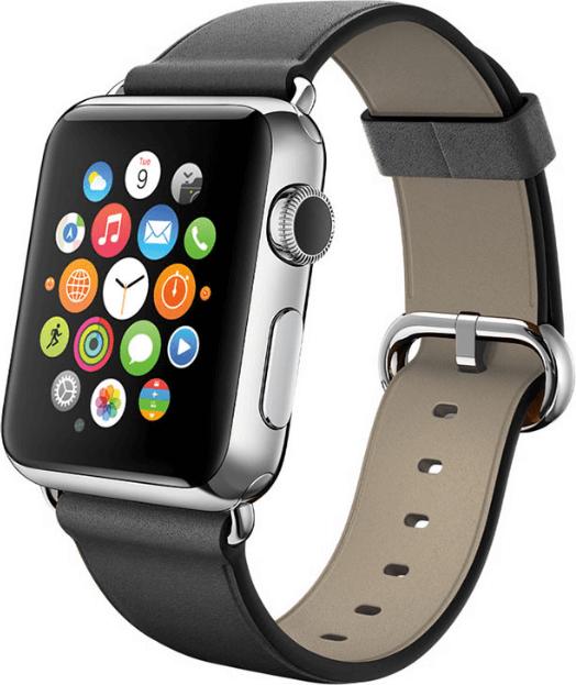 Produktbild Fongex Apple Watch 42/44/45mm - Ersatzarmband in Leder schwarz (42 mm, 44 mm, 45 mm, Echtleder)