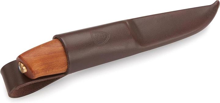 Actual product image Helle Belt knife Skog, three-layer steel, beech wood handle, leather sheath (7.60 cm)