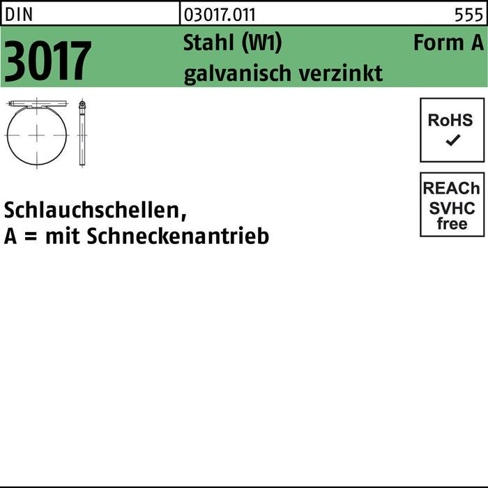 Produktbild Schlauchschelle DIN 3017 W1 Form A 90-110/ 9 C7 Stahl galvanisch verzinkt f.Innen-D.