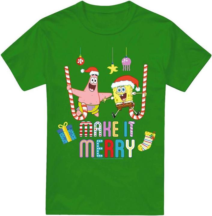 Immagine prodotto Spongebob Squarepants Make It Merry Maglietta Natale Patrick Star (Patrick Stella) Uomo (XXL)
