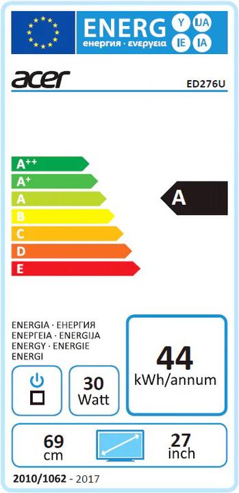 Energie-Label Acer ED276U (2560 x 1440 Pixel, 27")