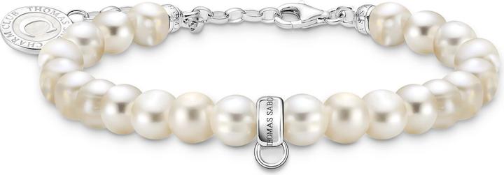 Immagine prodotto Thomas Sabo Braccialetto con ciondoli in argento bianco e ovale (19 cm, Smalto a freddo, Argento 925)