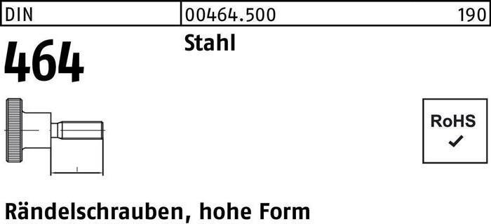 Image du produit Vis à tête moletée DIN 464 forme haute M 4 x 5 Acier Acier (50 Vis par pièce)