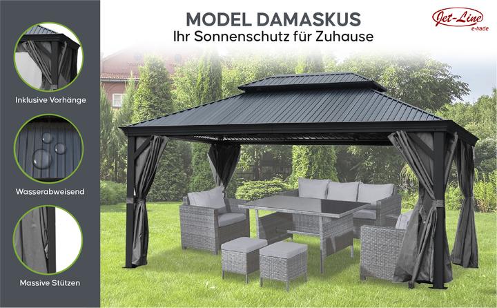 Immagine prodotto Jet-Line Padiglione da giardino in alluminio DAMASKUS 3x3,65 m con tetto in alluminio massiccio (300 cm, 365 cm)