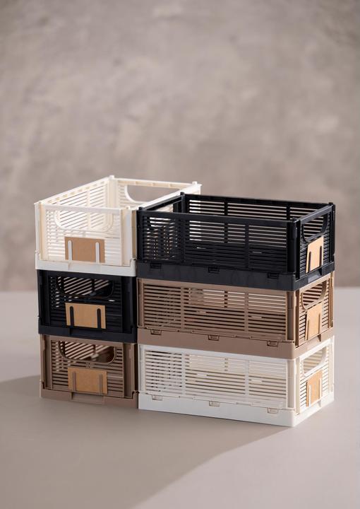 Actual product image Schou Storage Box DELUXE foldable, recycled Plastic, M 2pcs Brown (5 x 17 x 25 cm, 3.30 l)