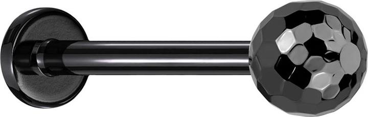 Star Piercing Micro Threadless Labret schwarz mit Discokugel schwarz (Titan G23, ohne Messing)