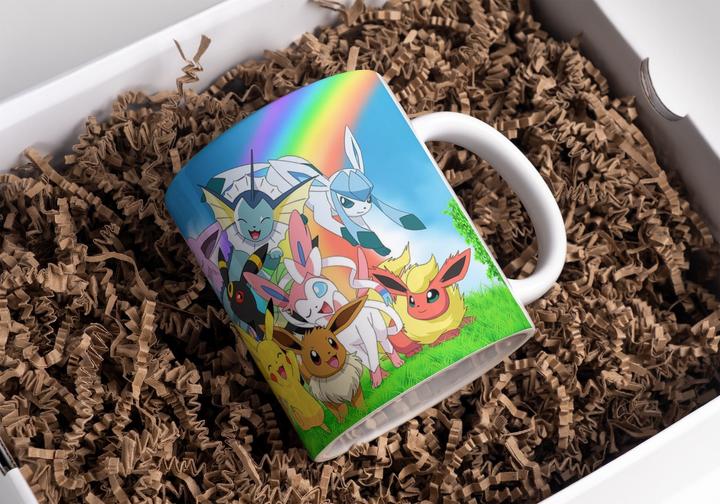 Actual product image Tinisu Pokemon Mug Evoli Nachtara Feelinara Coffee Mug 325ml Mug Cup Gift (325 ml, 1 x)