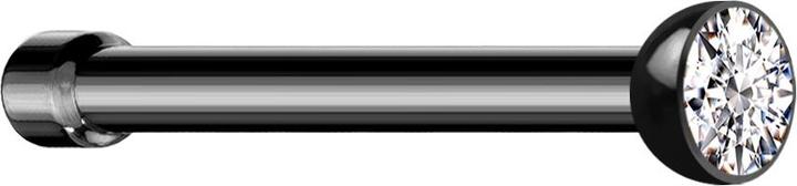 Produktbild Star Piercing Nasenstecker gerade schwarz Halbkugel Kristall silber (ohne Messing, Chirurgenstahl 316L)