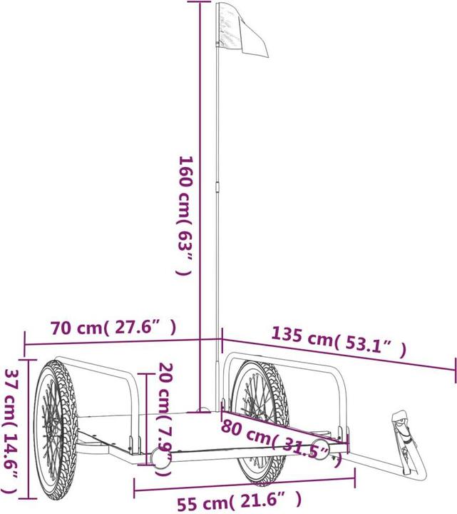 Produktbild VidaXL Fahrradanhänger Cargo Schwarz 135x70x37 cm Eisen, Farbe