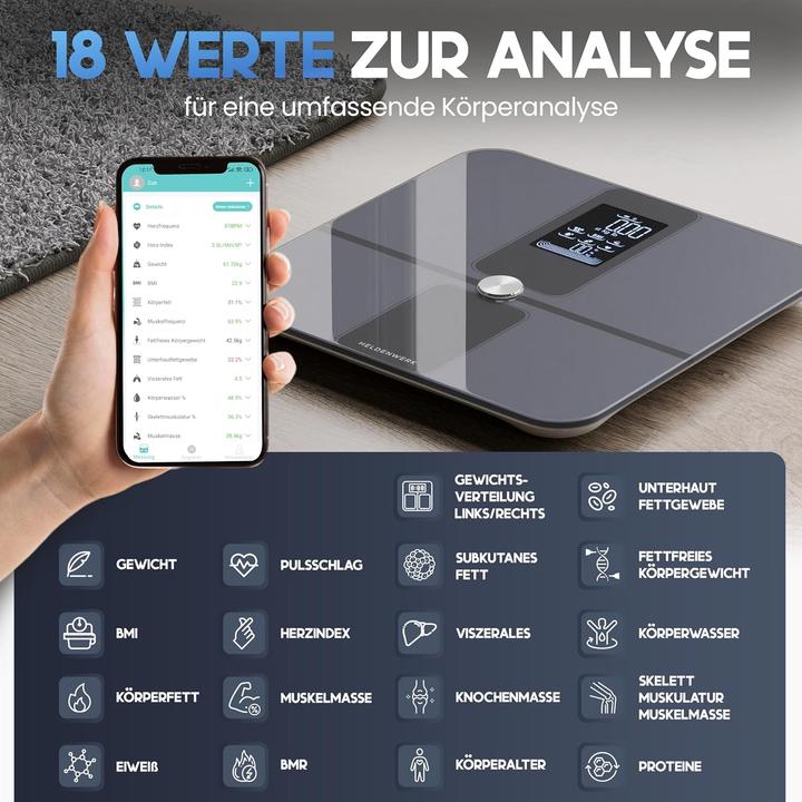 Immagine prodotto Heldenwerk Körperanalysewaage (180 kg)