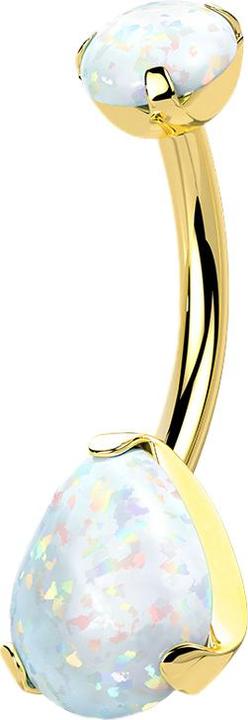 Image du produit Star Piercing Banane vergoldet mit Opal und Opal Tropfen weiss (Titane G23, sans laiton)