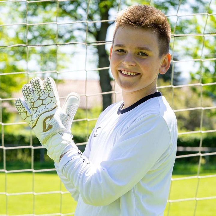 Produktbild Catch & Keep Fussballhandschuhe Kralle Junior Pro 3.0 Gr. 4 Golden Torwart Keeper Goalie Handschuhe (4)