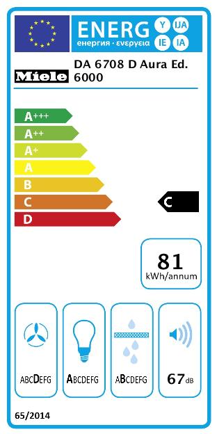 Energy Label Miele Island cooker hood with energy-saving LED lighting and touch control for easy operation. (Island canopy)