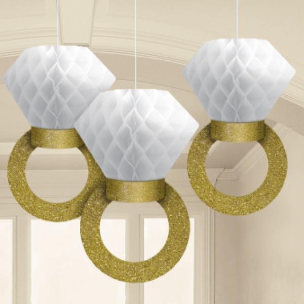 Image du produit Magni Balles décoratives en nid d'abeille Mariage 3 pièces, 30,4 cm