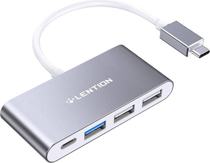 Lention 4in1 Hub USB-C to USB 3.0 + 2x USB 2.0 + USB-C (grey) (USB-C, 4 Ports)