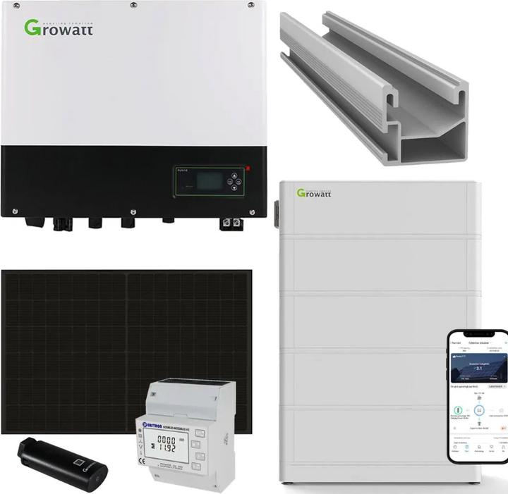 Growatt Solaranlage 12 kWp mit Batteriespeicher 10,24 kWh - Komplettset - Für alle Dachtypen (13000 W)