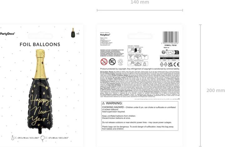 Image du produit Partydeco Ballon en alu - Bouteille Happy New Year