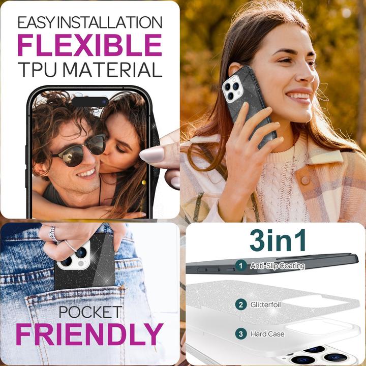 Produktbild Nalia Glitzer Hybrid Hülle (Apple iPhone 16 Pro Max)