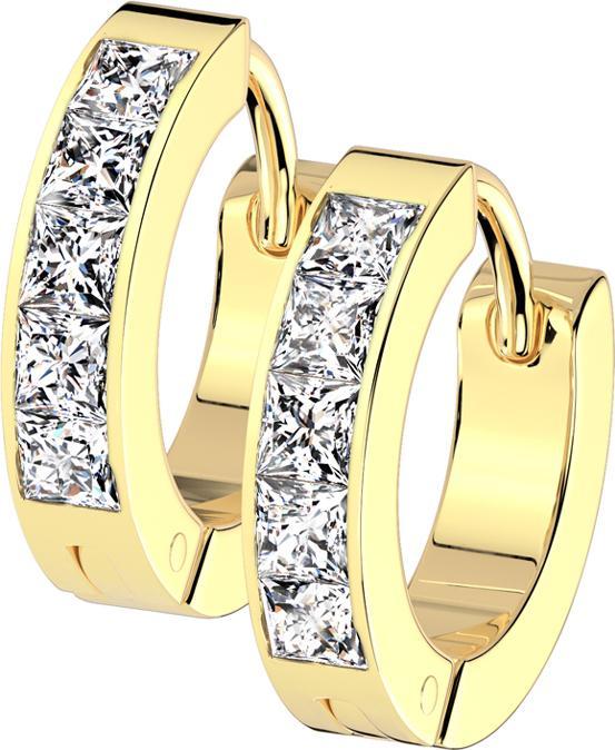 Produktbild Star Piercing Ohrring vergoldet quadratische Kristalle silber (ohne Messing, Chirurgenstahl 316L)
