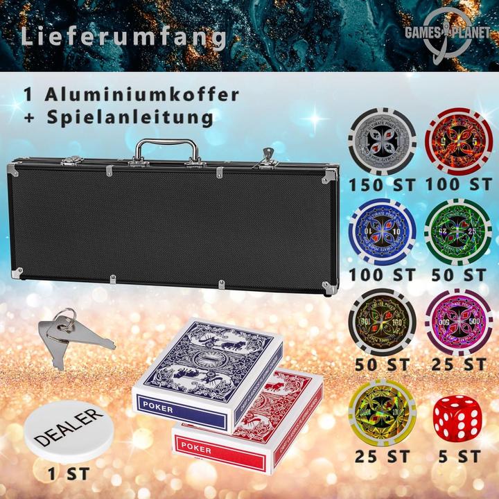 Produktbild Games Planet Pokerkoffer, 500 Laserchips, Black Edition