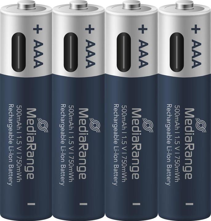 Image du produit MediaRange Rechargeable USB-C (4 pcs, AAA, 500 mAh)