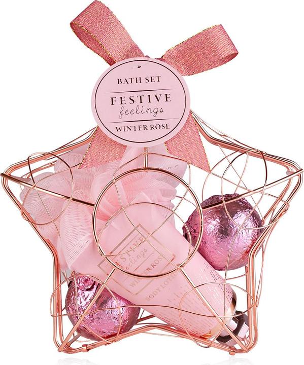 Produktbild Accentra Geschenkset FESTIVE FEELINGS in sternförmigem Drahtkorb, Duft: Winter Rose