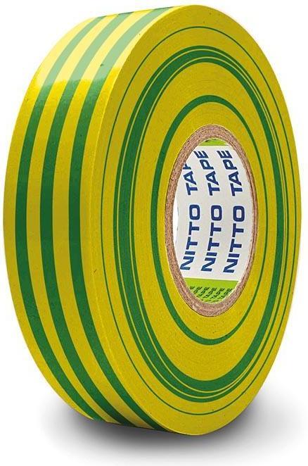 Actual product image Nitto INSULATING TAPE - GREEN/YELLOW - 19 mm x 10 m (114 mm)