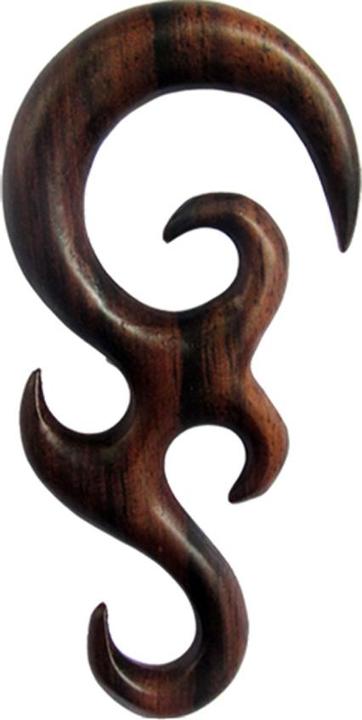 Actual product image Star Piercing Ear weight double spiral with flame made of Narra wood (without brass, Organic)