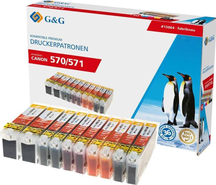 Tinte ersetzt Canon PGI-570 XL, CLI-571 XL Kompatibel 10er-Pack Schwarz, Pho